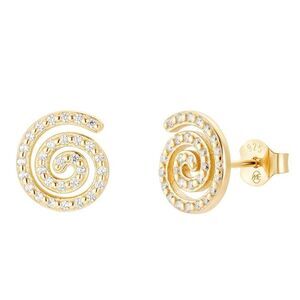 18K Gold Plated Sterling Silver Spiral CZ Stud Earrings SP8